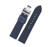 KemEng Nylon Canvas Watch Strap 18-24mm Banda de reloj de la OTAN para hombres y mujeres, Hebilla plegable de plata azul, 23mm