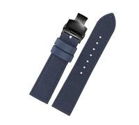 KemEng Nylon Canvas Watch Strap 18-24mm Banda de reloj de la OTAN para hombres y mujeres, Hebilla plegable negra azul, 21mm