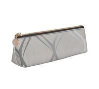KemEng Ola Geométrico Gris Plata, Estuche para lápices con Forma de triángulo, Estuche portátil de Cuero con Cremallera, Estuche para cosméticos
