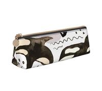 KemEng Orcas de Acuarela, Estuche para lápices con Forma de triángulo, Estuche portátil de Cuero con Cremallera, Estuche para cosméticos