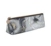 KemEng Pastel De Salpicaduras Abstractas De Mármol Gris, Estuche para lápices con Forma de triángulo, Estuche portátil de Cuero con Cremallera, Estuche para cosméticos