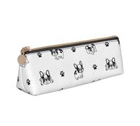 KemEng Pata de Bulldog Francés, Estuche para lápices con Forma de triángulo, Estuche portátil de Cuero con Cremallera, Estuche para cosméticos