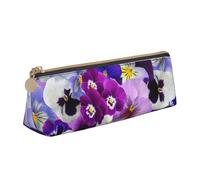 KemEng Pensamiento gráfico Pascua Flores de Primavera, Estuche para lápices con Forma de triángulo, Estuche portátil de Cuero con Cremallera, Estuche para cosméticos