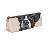KemEng Perro Boxeador, Estuche para lápices con Forma de triángulo, Estuche portátil de Cuero con Cremallera, Estuche para cosméticos