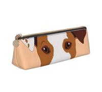 KemEng Perro Jack Russell Terrier, Estuche para lápices con Forma de triángulo, Estuche portátil de Cuero con Cremallera, Estuche para cosméticos