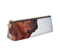 KemEng Perro Ridgeback De Rodesia, Estuche para lápices con Forma de triángulo, Estuche portátil de Cuero con Cremallera, Estuche para cosméticos