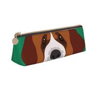 KemEng Perro San Bernardo, Estuche para lápices con Forma de triángulo, Estuche portátil de Cuero con Cremallera, Estuche para cosméticos