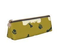 KemEng Perro Silueta Oeste Highland Animal Oeste, Estuche para lápices con Forma de triángulo, Estuche portátil de Cuero con Cremallera, Estuche para cosméticos