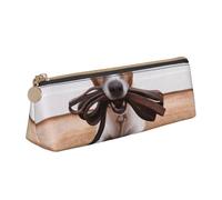 KemEng Perros Jack Russell Terrier Animales, Estuche para lápices con Forma de triángulo, Estuche portátil de Cuero con Cremallera, Estuche para cosméticos
