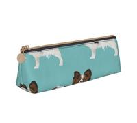 KemEng Perros Papillon Lindo Perro Spaniel Toy, Estuche para lápices con Forma de triángulo, Estuche portátil de Cuero con Cremallera, Estuche para cosméticos