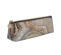 KemEng Piedra Ónix Estampado Azul Pálido, Estuche para lápices con Forma de triángulo, Estuche portátil de Cuero con Cremallera, Estuche para cosméticos