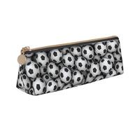 KemEng Pila de balones de fútbol de impresión, Estuche para lápices con Forma de triángulo, Estuche portátil de Cuero con Cremallera, Estuche para cosméticos