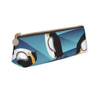 KemEng Pingüino polígono Abstracto, Estuche para lápices con Forma de triángulo, Estuche portátil de Cuero con Cremallera, Estuche para cosméticos
