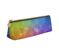 KemEng Poligonal Multicolor Que consiste en triángulos Arco Iris, Estuche para lápices con Forma de triángulo, Estuche portátil de Cuero con Cremallera, Estuche para cosméticos