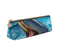 KemEng Precioso delfín Impreso., Estuche para lápices con Forma de triángulo, Estuche portátil de Cuero con Cremallera, Estuche para cosméticos
