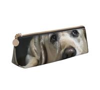 KemEng Precioso Perro Labrador, Estuche para lápices con Forma de triángulo, Estuche portátil de Cuero con Cremallera, Estuche para cosméticos