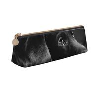 KemEng Precioso Perro Labrador Negro, Estuche para lápices con Forma de triángulo, Estuche portátil de Cuero con Cremallera, Estuche para cosméticos