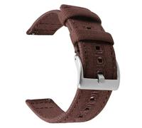 KemEng Pulsera de liberación rápida de 18-22mm de lienzo para la correa, Plateado marrón, 22mm