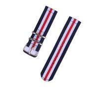 KemEng Pulsera de tela elástica de la banda de reloj de nylon de 18-24mm, Rojo blanco azul, 18mm