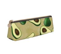 KemEng Punto Aguacate Marrón, Estuche para lápices con Forma de triángulo, Estuche portátil de Cuero con Cremallera, Estuche para cosméticos