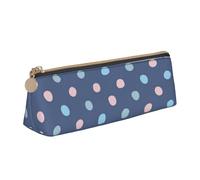 KemEng Puntos De Crayón sobre Fondo Azul Marino, Estuche para lápices con Forma de triángulo, Estuche portátil de Cuero con Cremallera, Estuche para cosméticos