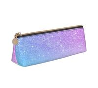 KemEng Púrpura Rosa Brillo Ombre Azul Degradado, Estuche para lápices con Forma de triángulo, Estuche portátil de Cuero con Cremallera, Estuche para cosméticos