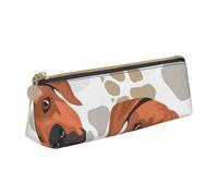 KemEng Ridgeback de Rodesia con Amor, Estuche para lápices con Forma de triángulo, Estuche portátil de Cuero con Cremallera, Estuche para cosméticos