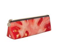 KemEng rodaja de Tomate, Estuche para lápices con Forma de triángulo, Estuche portátil de Cuero con Cremallera, Estuche para cosméticos
