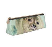 KemEng Sello Submarino, Estuche para lápices con Forma de triángulo, Estuche portátil de Cuero con Cremallera, Estuche para cosméticos