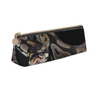 KemEng Serpiente Pitón, Estuche para lápices con Forma de triángulo, Estuche portátil de Cuero con Cremallera, Estuche para cosméticos