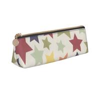 KemEng Superficie Colorida Estrella, Estuche para lápices con Forma de triángulo, Estuche portátil de Cuero con Cremallera, Estuche para cosméticos