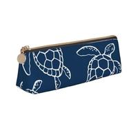 KemEng Tortuga sobre Fondo Azul, Estuche para lápices con Forma de triángulo, Estuche portátil de Cuero con Cremallera, Estuche para cosméticos