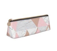 KemEng Triángulo Blanco Rosa, Estuche para lápices con Forma de triángulo, Estuche portátil de Cuero con Cremallera, Estuche para cosméticos