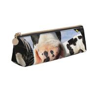 KemEng Vacas holandesas, Estuche para lápices con Forma de triángulo, Estuche portátil de Cuero con Cremallera, Estuche para cosméticos