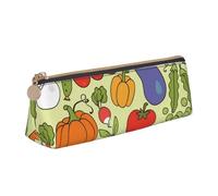 KemEng Varios Patrones Vegetales, Estuche para lápices con Forma de triángulo, Estuche portátil de Cuero con Cremallera, Estuche para cosméticos