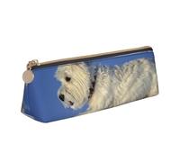 KemEng Westie Invierno West Highland White Terrier Perros, Estuche para lápices con Forma de triángulo, Estuche portátil de Cuero con Cremallera, Estuche para cosméticos