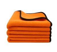 Kemes 3 paños de microfibra de 600 g/m², 4 capas absorbentes para limpieza del coche y el hogar, paño de microfibra para pulir el coche, 30 x 30 cm, color naranja