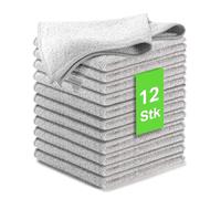 Kemes Juego de 12 paños de limpieza de microfibra, sin rayas, 30 x 30 cm (gris, 12)