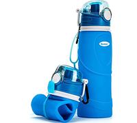 Kemier Botellas de Agua de Silicona Plegables-750ML,Calidad Médica Libre de BPA,Aprobado por FDA.Enrollarse,Botellas de Agua Plegables a Prueba de Fugas Para el Aire Libre y Deportes(azul)