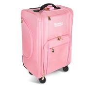 Kemier Organizador de Cosméticos Portable, Estuche de Maquillaje con Ruedas de Nylon Suave con Bolsos, Rosa