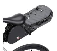 KEMIMOTO Alforja para sillín de bicicleta de 11 L, 100% impermeable, bolsa para sillín de bicicleta, bolsa de sillín para bicicleta eléctrica y MTB, con correas de mando para soporte, color gris