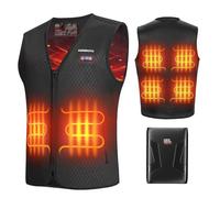 KEMIMOTO Chaleco Calefactable Hombre, Chaleco Térmico Eléctrico Batería 10000 mAh, con Función de Apagar Luz, 6 Zonas de Calefacción & 3 Niveles de Calor para Esquí, Pesca, Moto, Camping