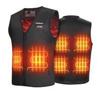 KEMIMOTO Chalecos Calefactable, Chalecos Calefactables Hombre 6 Zonas de Calentamiento con Función de Luces Apagadas, Tela de Buceopara y Forro Terciopelo Cristal, para Esquí Pesca Moto (Sin Batería)