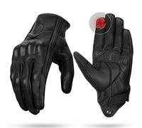 KEMIMOTO Guantes Cuero Moto Hombres y Mujeres, Protector de Nudillos, Pantalla Táctil y Transpirable, de Dedos Completos para Motocross, Tiro