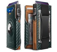 KEMISANT Billetera Airtag para hombre, billetera delgada para bolsillo frontal, clip de dinero estándar o Apple Airtag para uso de 3.8 x 2.8 x 0.9 pulgadas, Verde Oscuro3841, Talla única, Minimalista