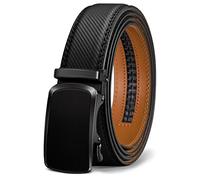 KEMISANT Cinturón Hombre, Cinturón Cuero Automático Trinquete Cierre,Traje Negocios,Ancho 35 mm,Tamaño Ajustado(Negro,105cm/28-34" Cintura ajuste)