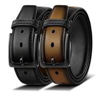 KEMISANT Cinturón Hombres, Cinturón Cuero Reversible para Regalo,Casual,Formal,Pantalones Golf y Jeans,en Caja de Regalo(Negro/Tawny,140cm/48-50" Cintura ajuste)
