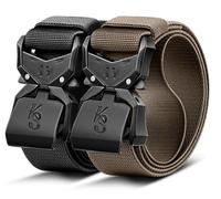 KEMISANT Cinturón Táctico Hombre, Militar Aparejador Cinturón de Trabajo para Servicio Pesado 38mm,Web de Nailon,Fitness Ajustable,2Paquete-Negro/Marrón Claro2150,105cm/30-34" Cintura ajuste