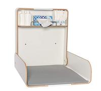KEMMLIT Toledo Timkid Kawaform - Mesa cambiadora plegable para ahorrar espacio, incluye cambiador o cambiador gris, color blanco, estantería para cambiar pañales para áreas públicas y privadas, TÜV,