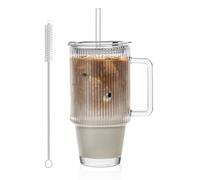 KEMORELA Cristalería acanalada con tapas y popotes